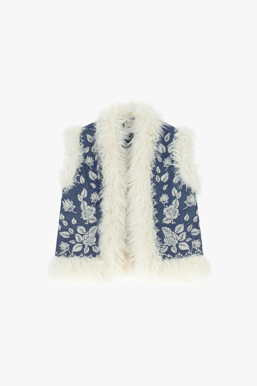 Gilet smanicato ricamato con finitura pelosa