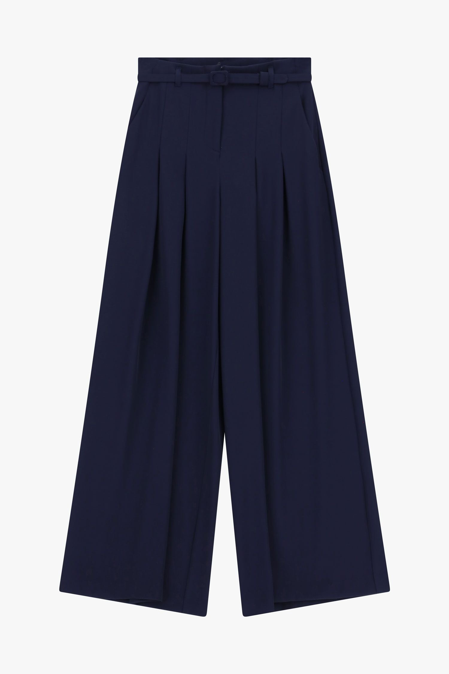 Pantaloni palazzo a vita alta con pinces