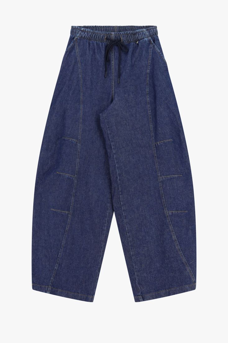 Pantaloni palazzo ampi con vita alta e coulisse