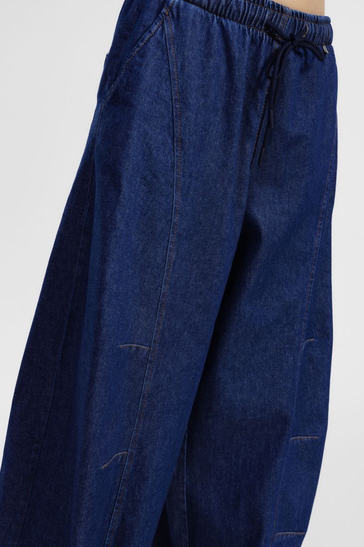 Pantaloni palazzo ampi con vita alta e coulisse