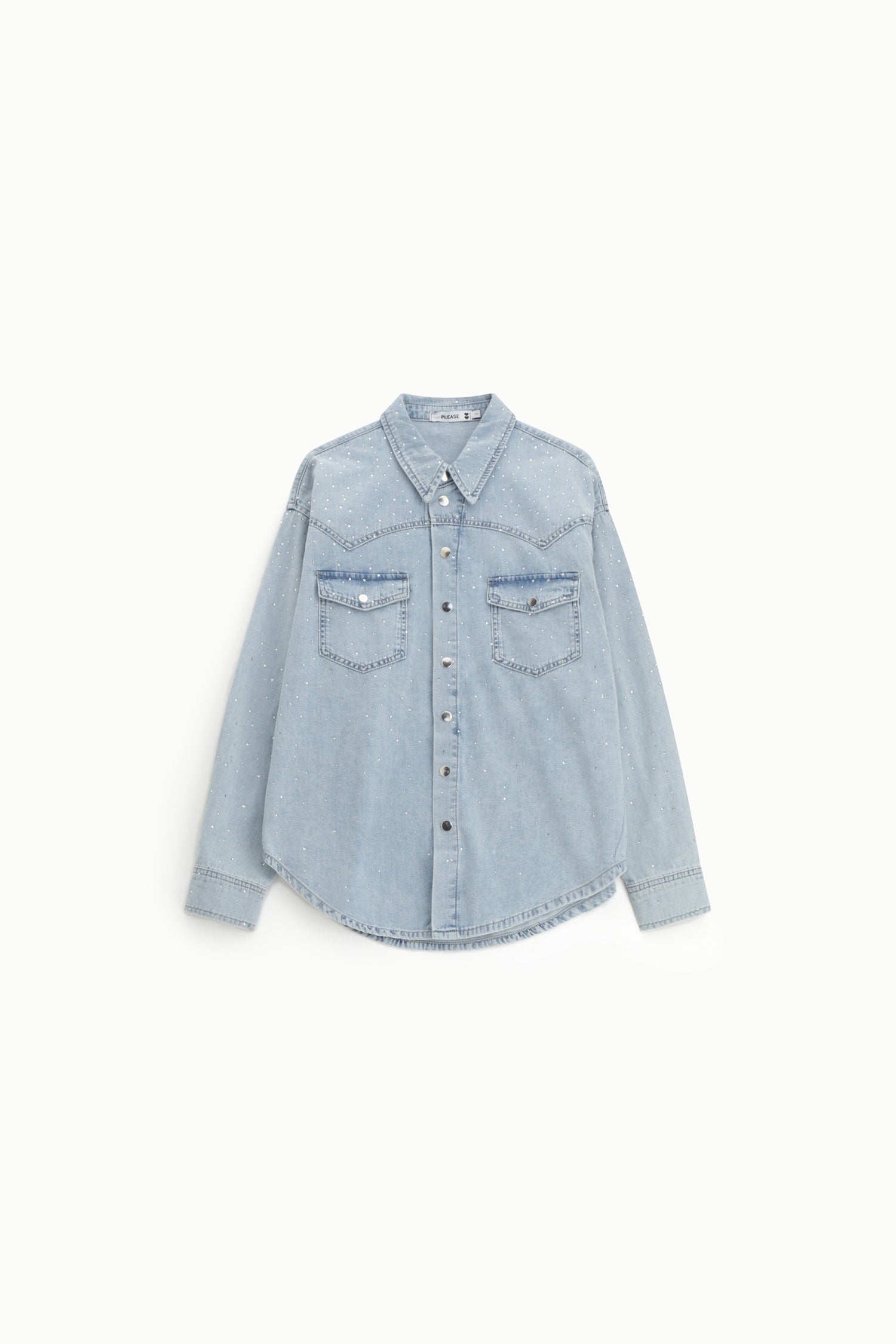 Camicia di jeans con strass e tasche
