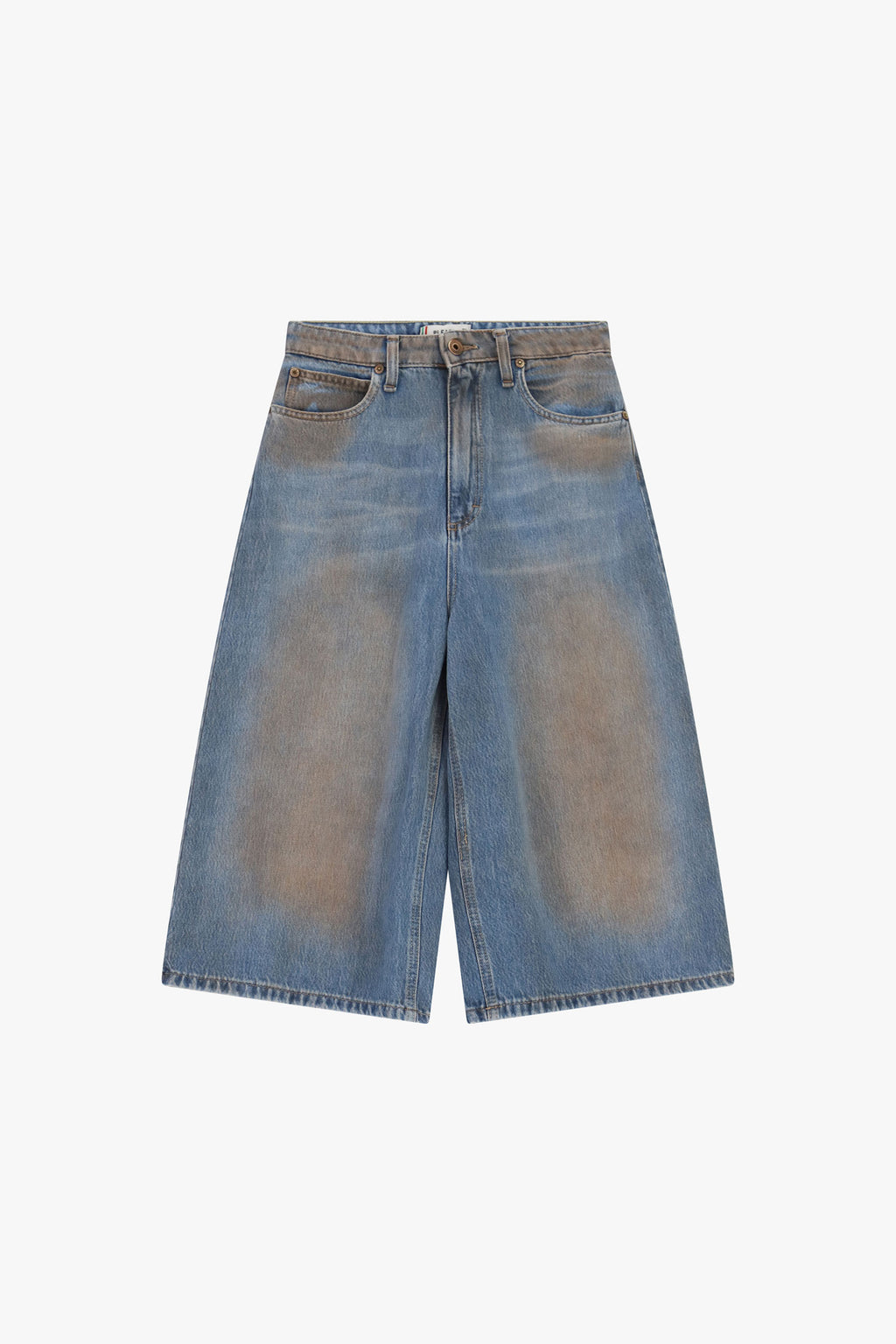 Jeans five tasche ampia gamba cropped