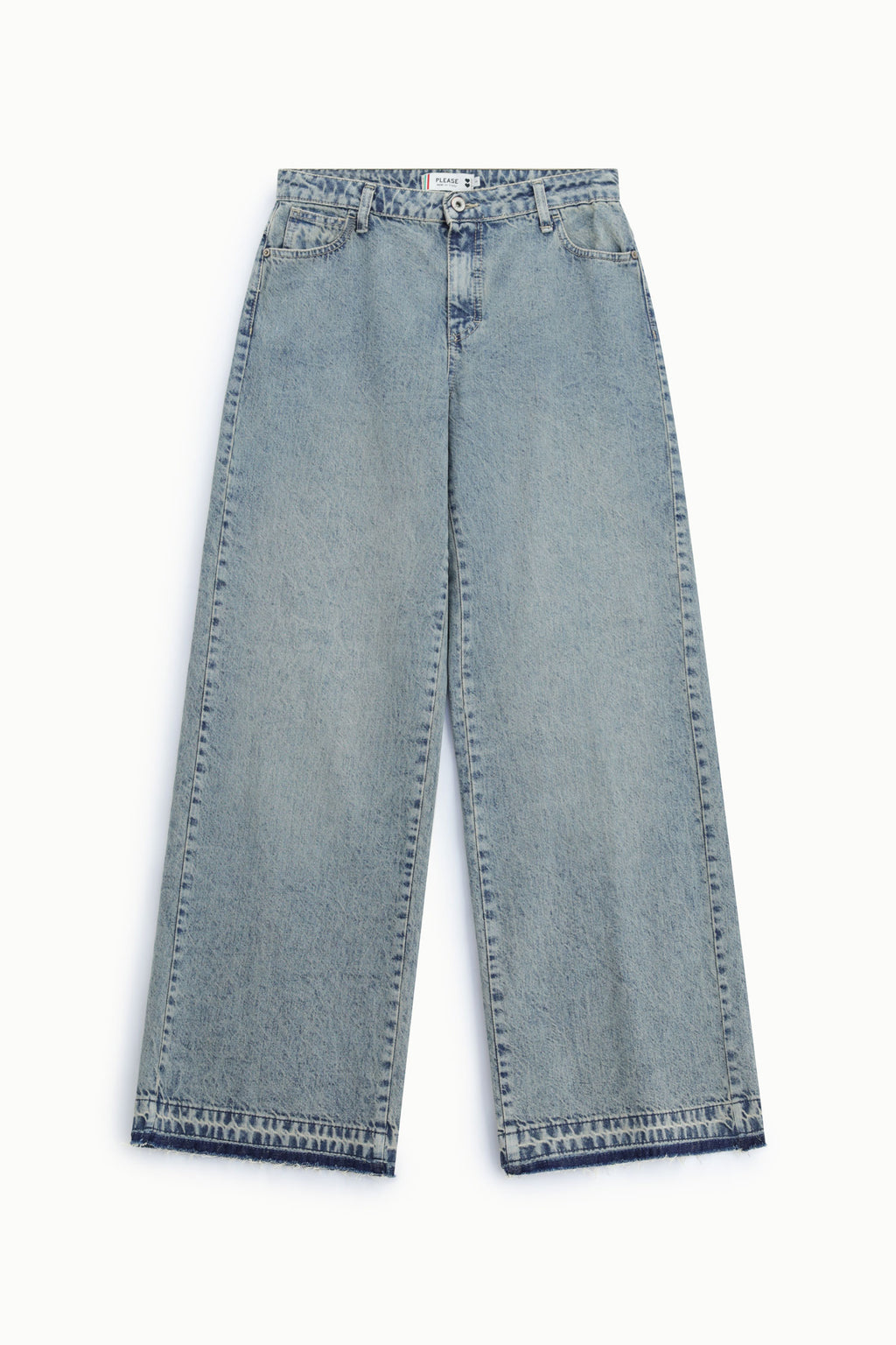 Jeans ampi a vita alta con fondo largo