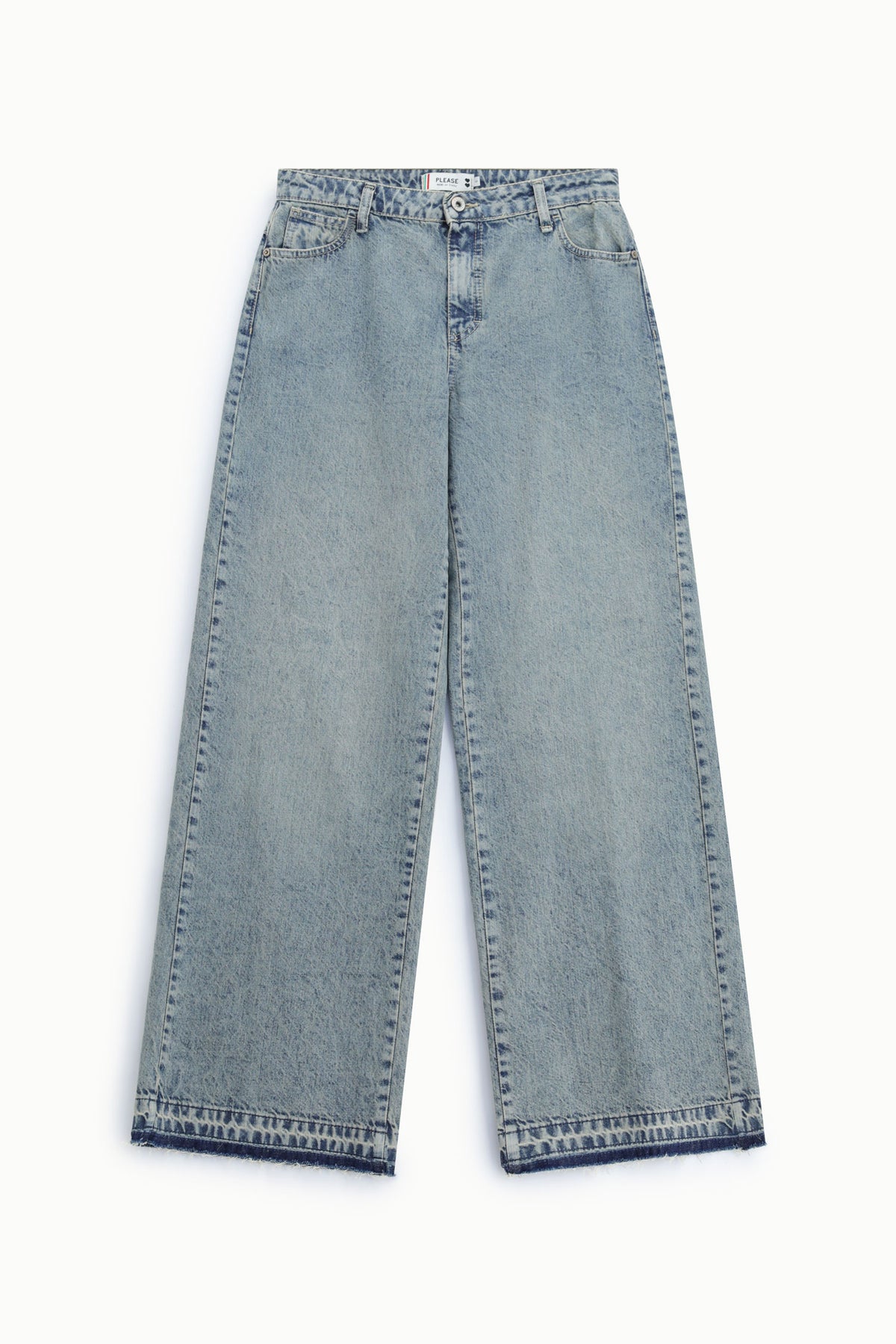Jeans ampi a vita alta con fondo largo