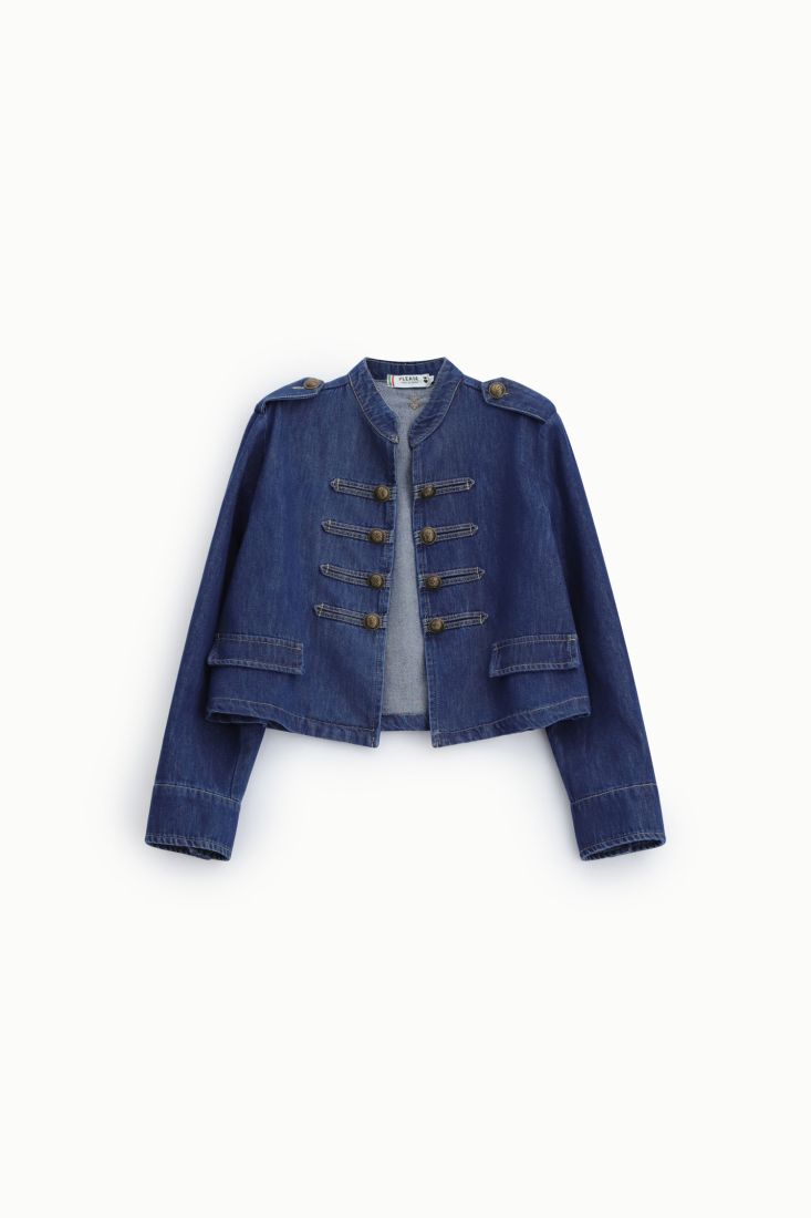 Giacca in denim corta con bottoni decorativi