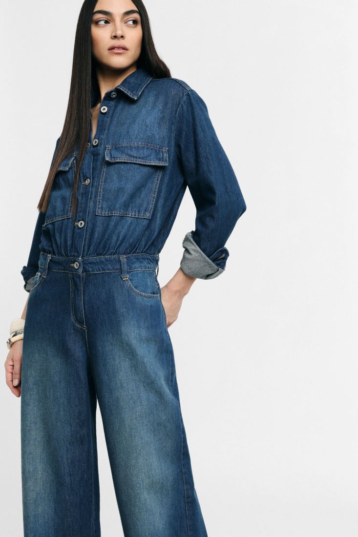 Jumpsuit denim regular-fit con tasche frontali