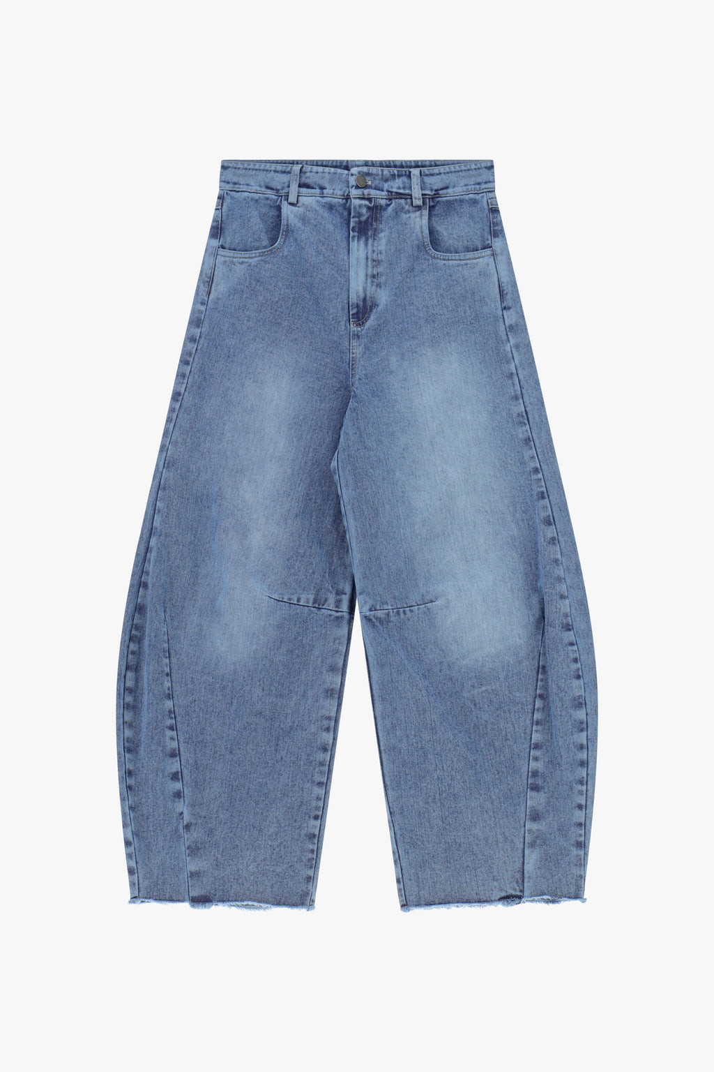 Jeans baloon fit vita alta orlo tagliato