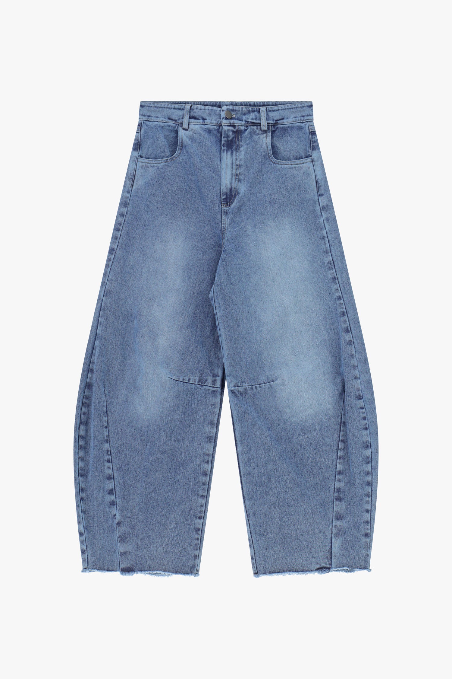 Jeans baloon fit vita alta orlo tagliato