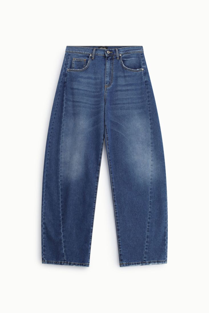 Jeans balloon fit con gamba ampia e pince