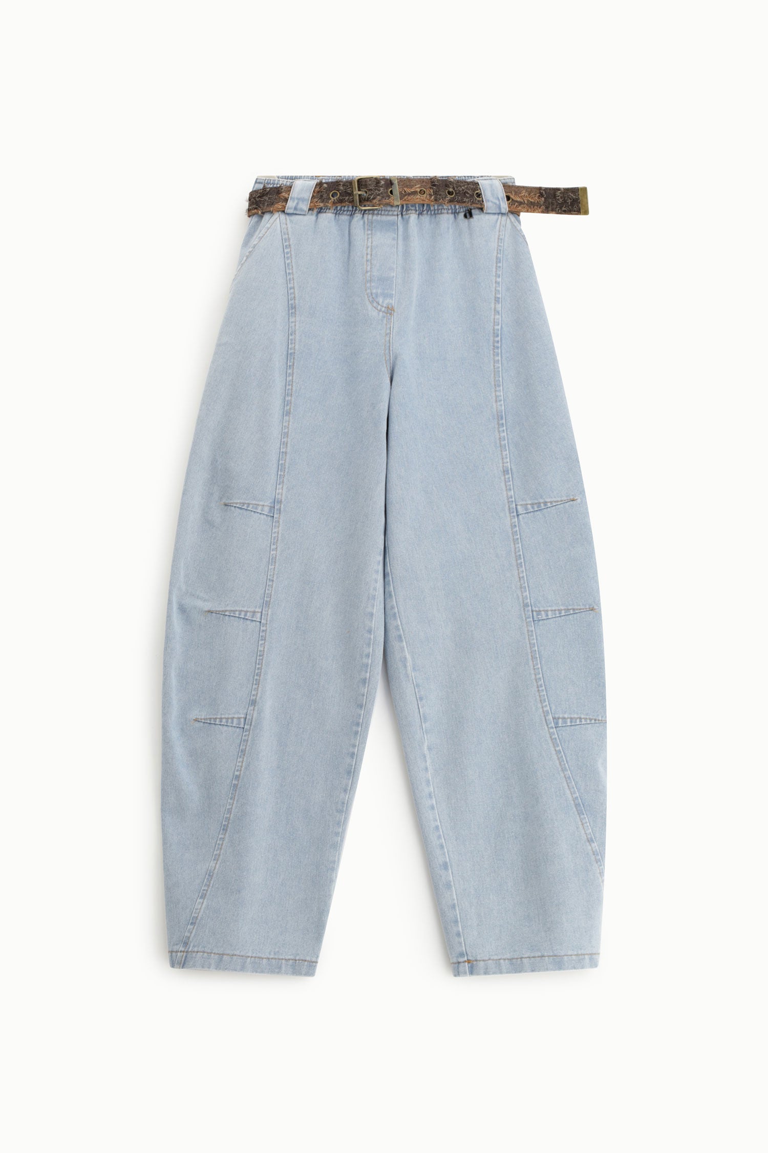 Jeans barrel con elastico e cintura
