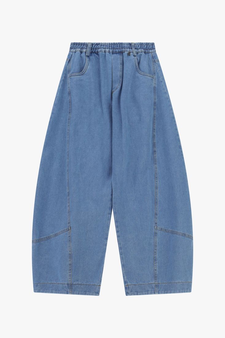 Jeans balloon fit con elastico in vita