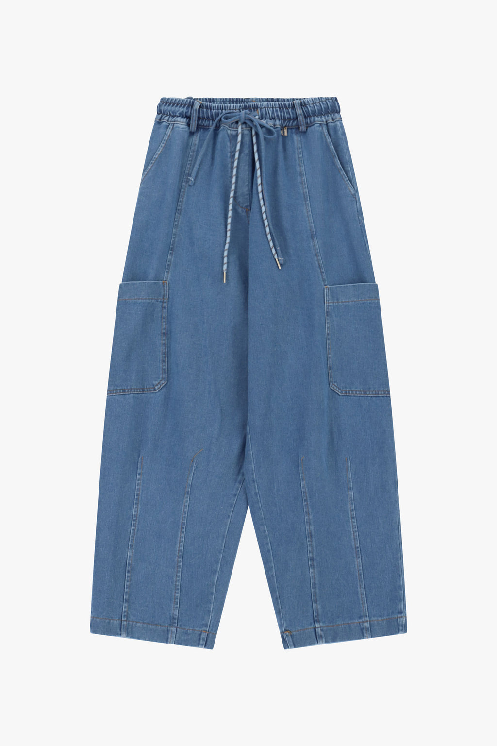 Jeans baloon con tasche applicate e coulisse