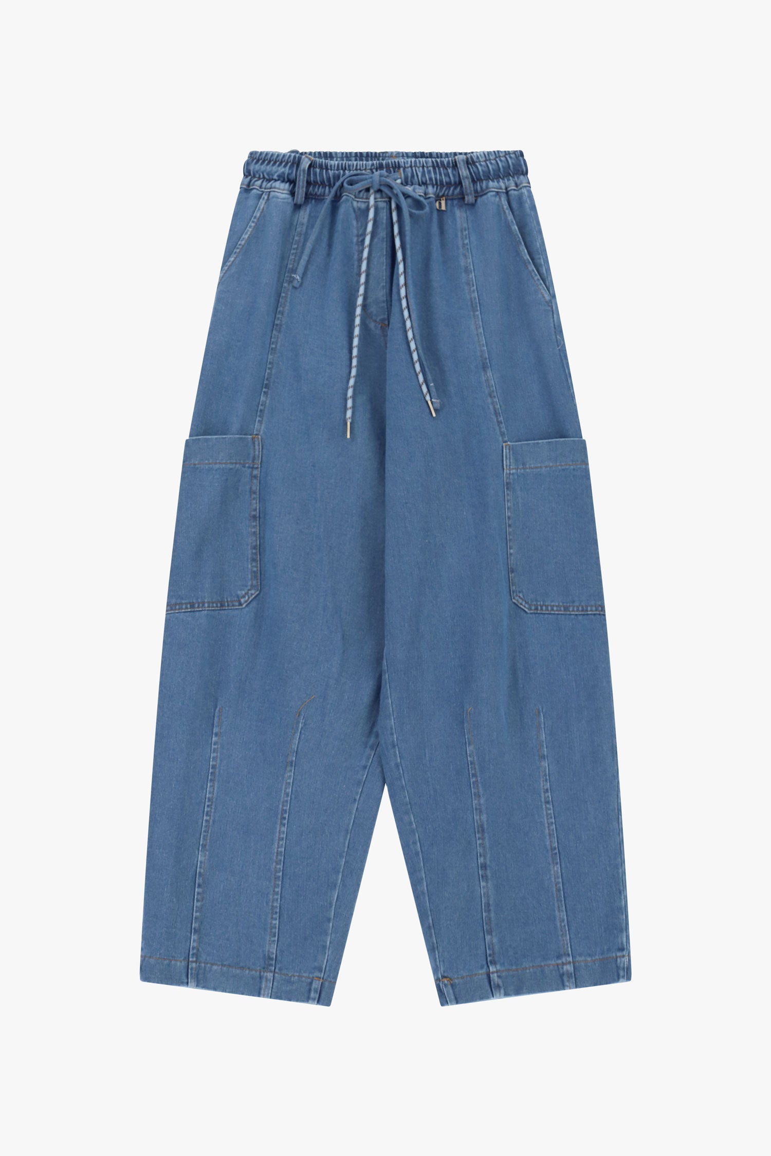 Jeans baloon con tasche applicate e coulisse