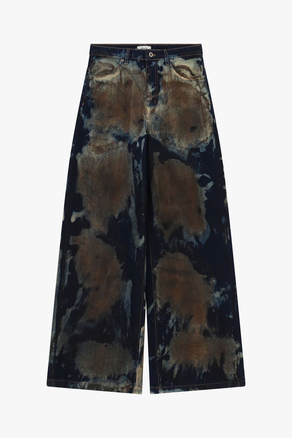 Jeans ampi vita alta stampa effetto pittura