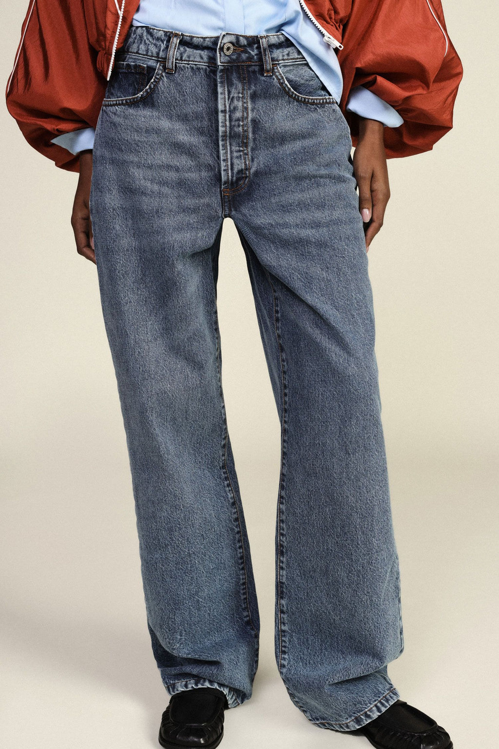 Jeans a gamba ampia vita alta lavaggio classico