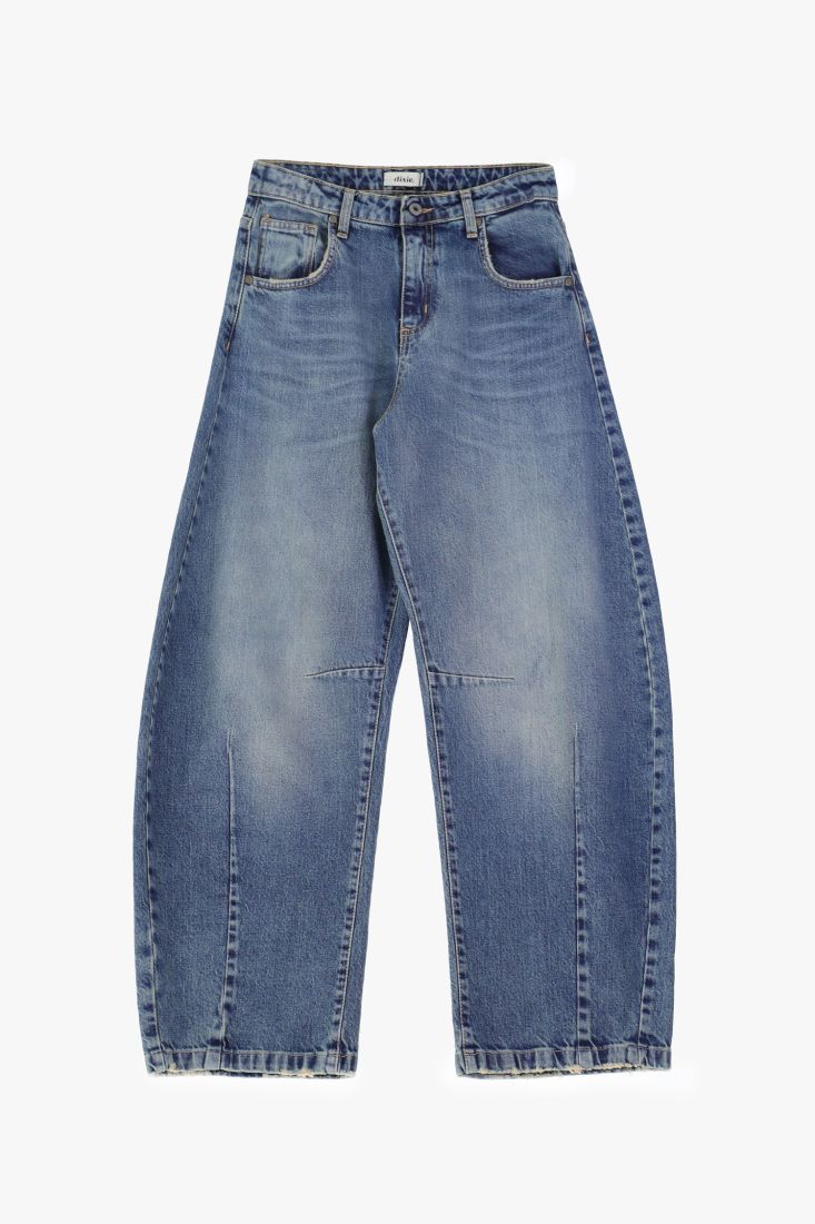 Jeans baloon fit vita alta cuciture frontali