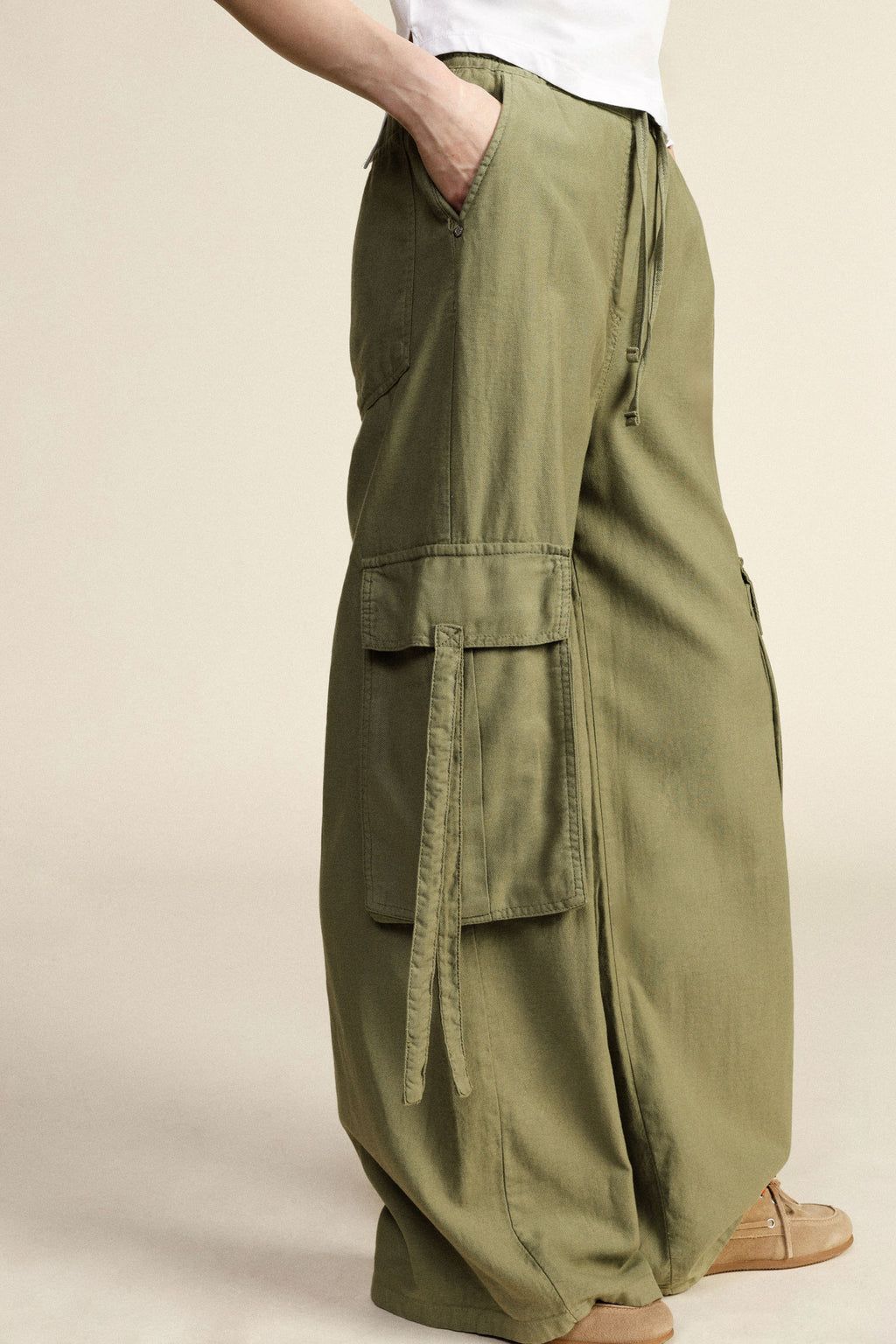 Trousers palazzo cargo tasche laterali coulisse