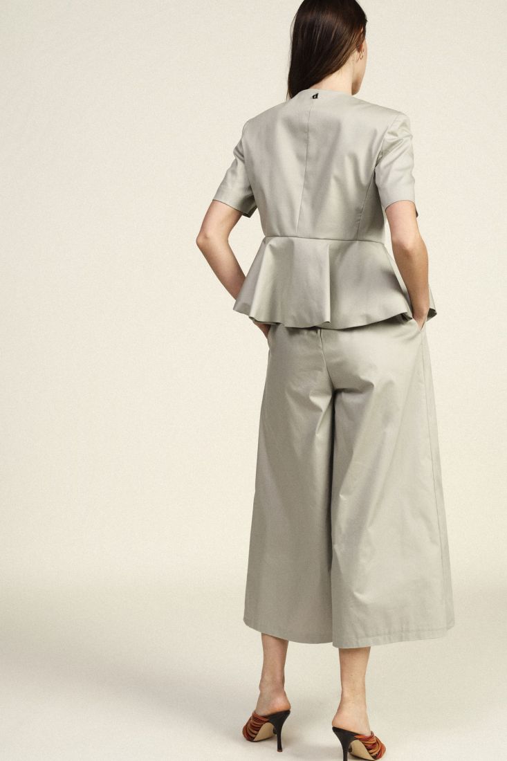 Pantaloni palazzo ampi con vita alta e pieghe