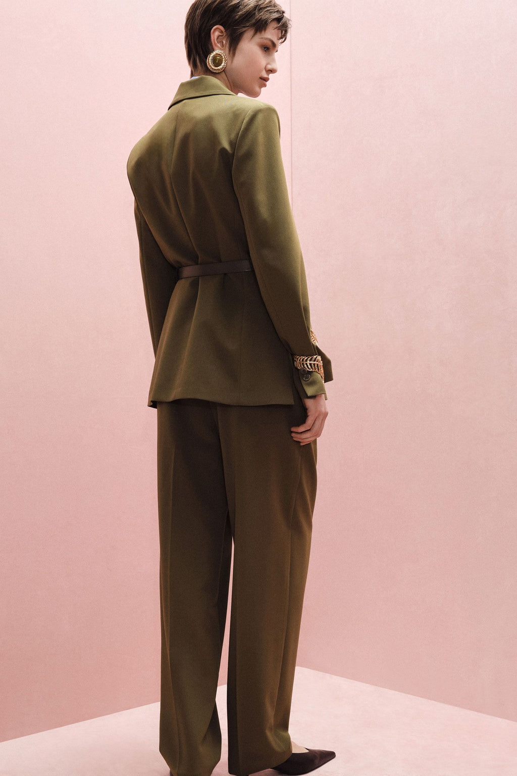 Pantalone palazzo a vita alta con cintura