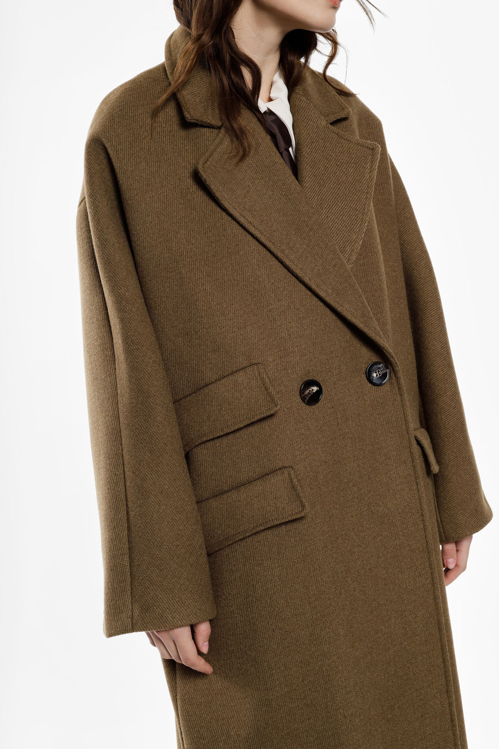 Cappotto over doppio petto con tasche laterali