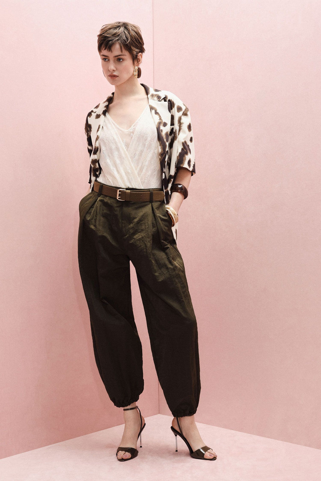 Pantaloni jogging a vita alta