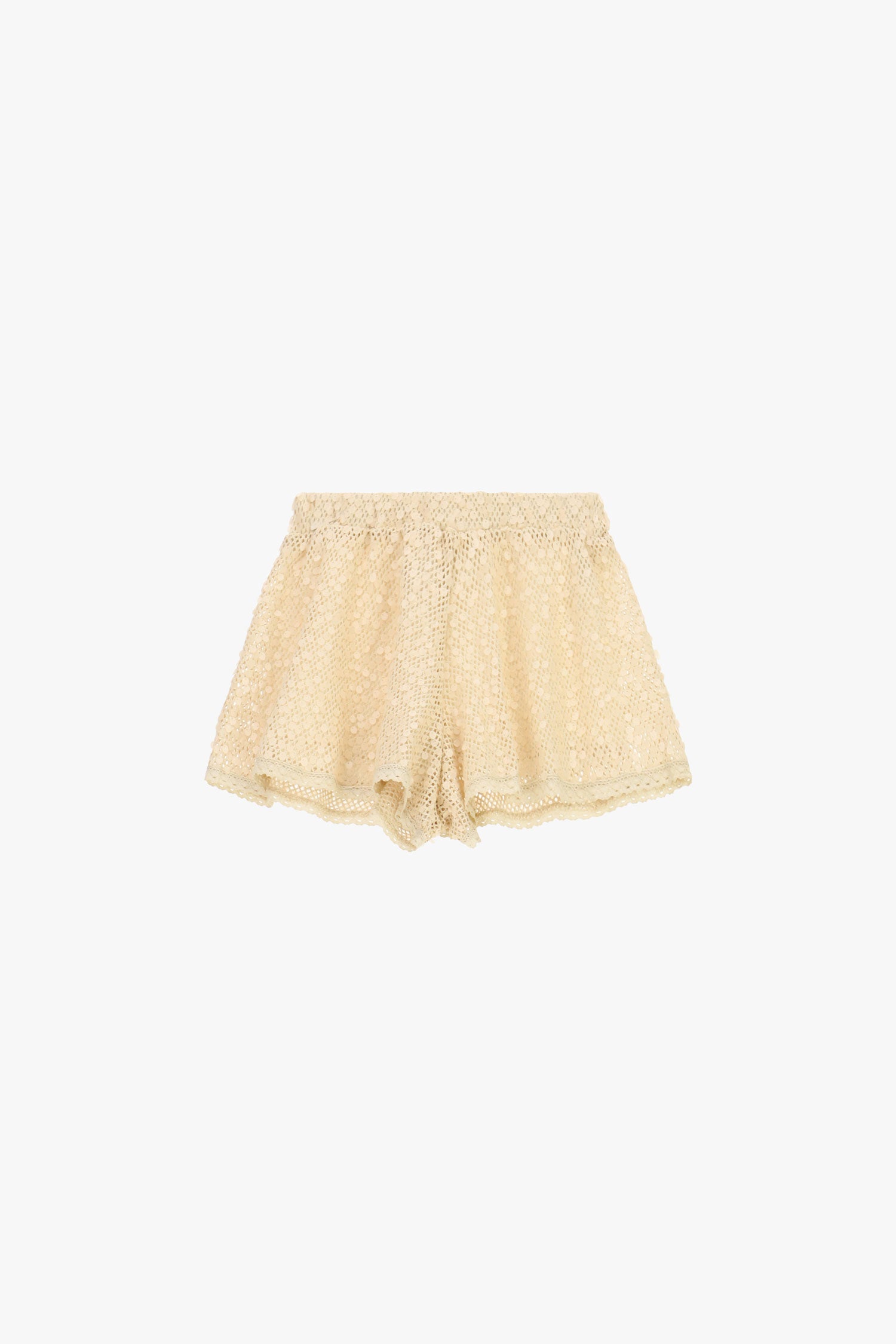 Shorts in pizzo con taglio ampio e vita elasticizzata