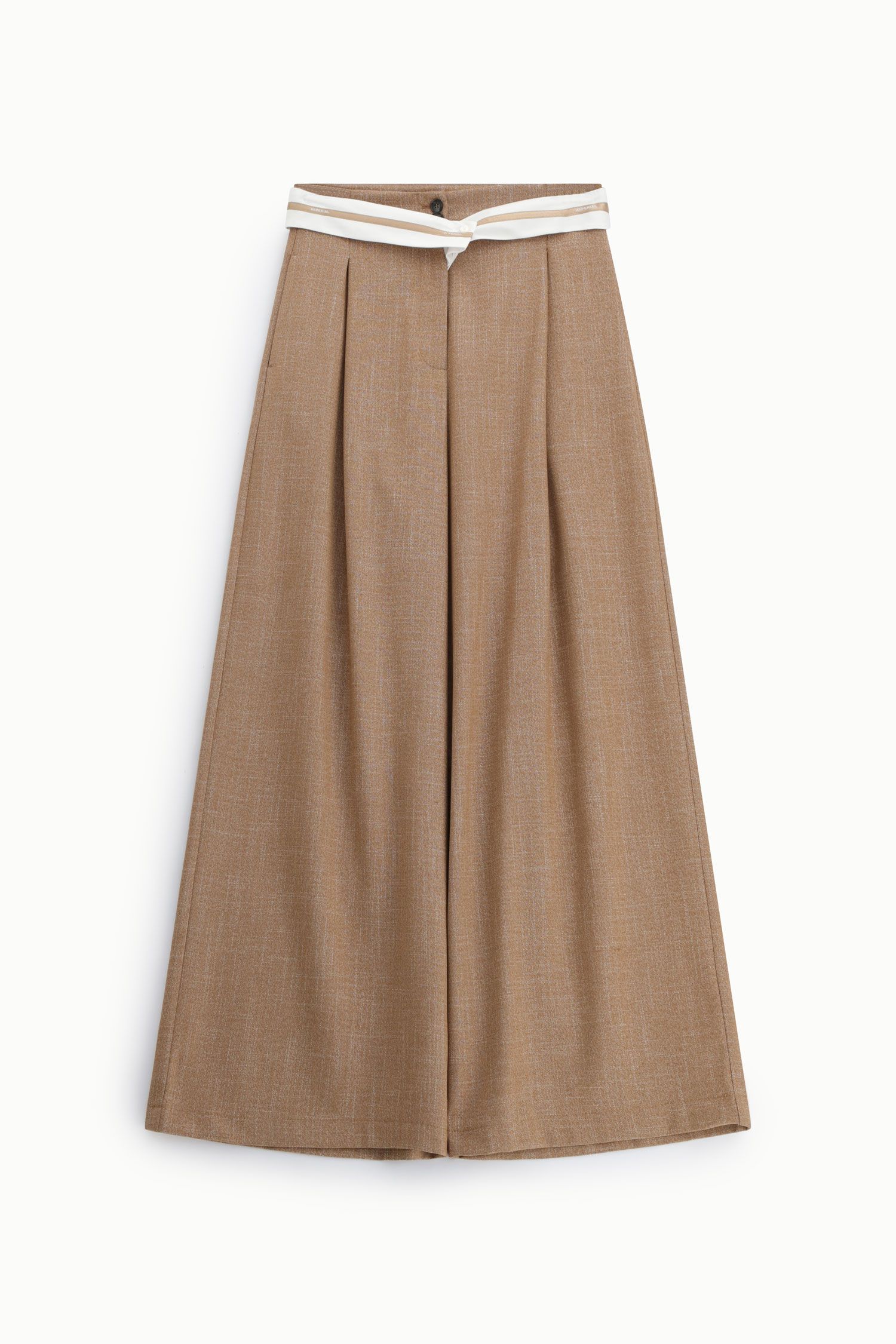 Pantaloni palazzo a vita alta con cintura intrecciata
