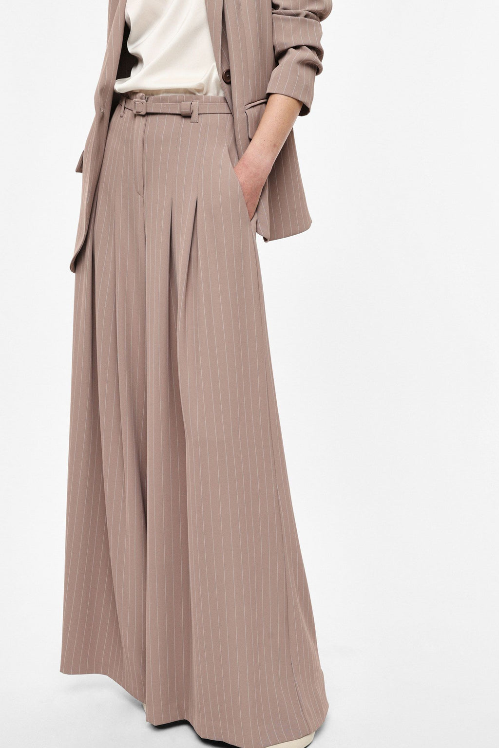 Pantaloni palazzo a righe con cintura