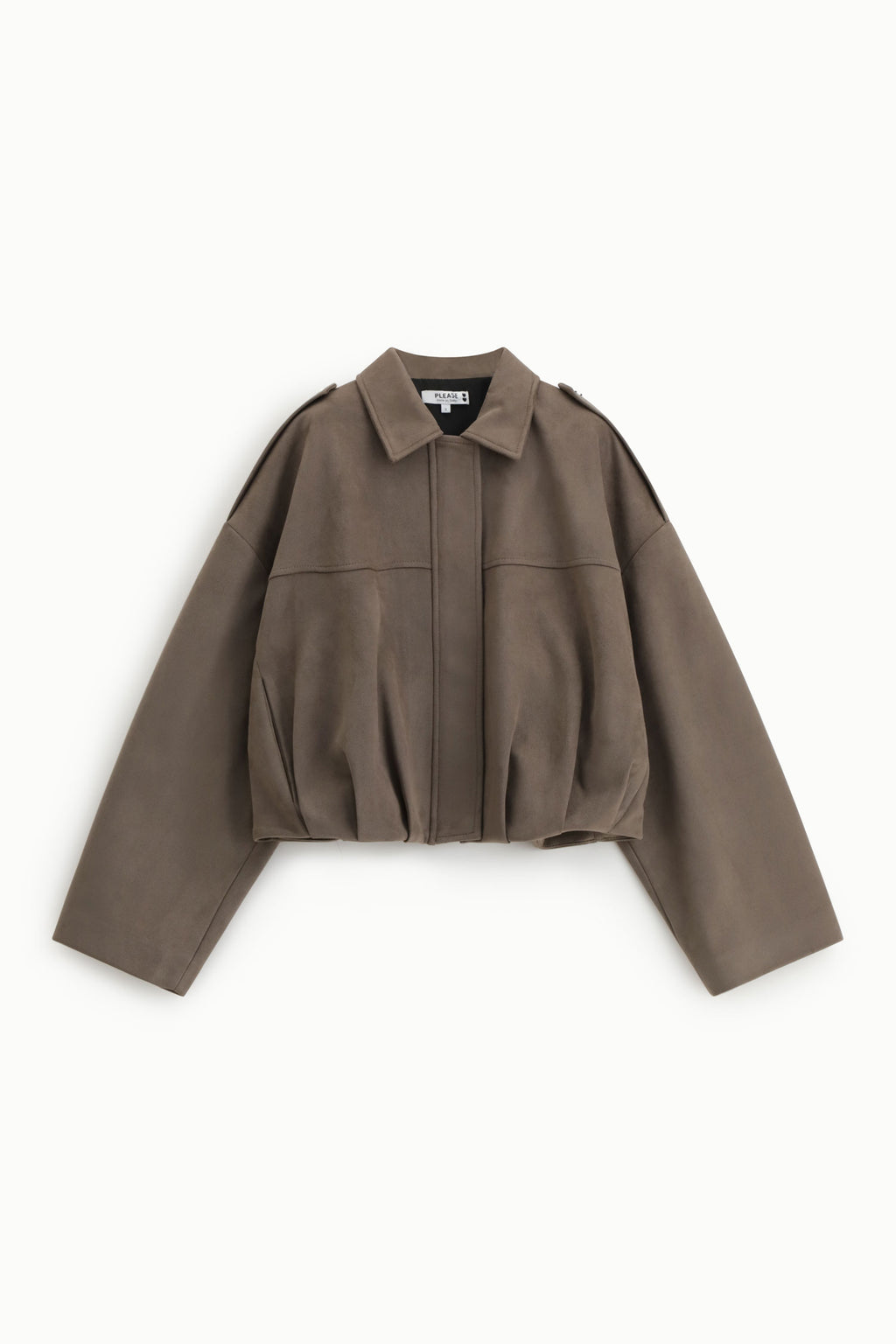 Bomber corto con zip e spalle strutturate