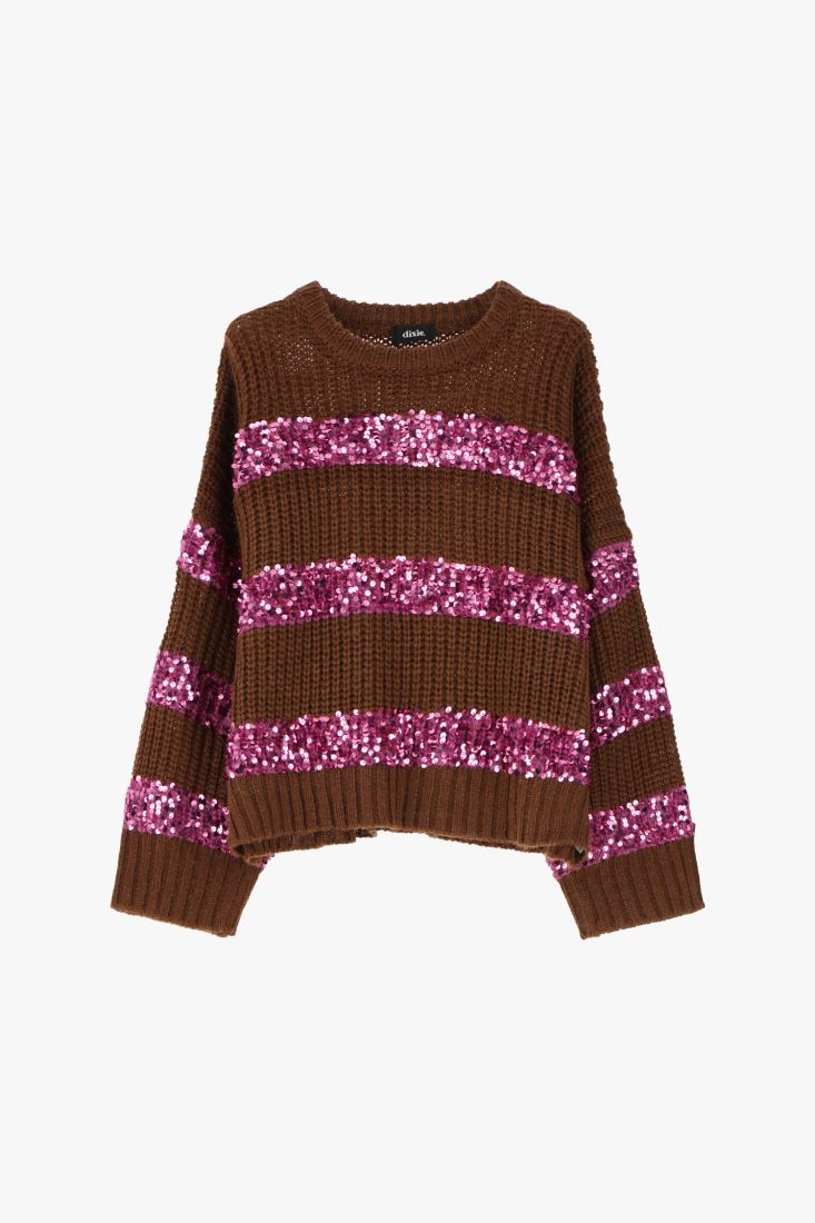 Maglione a righe con paillettes brillanti