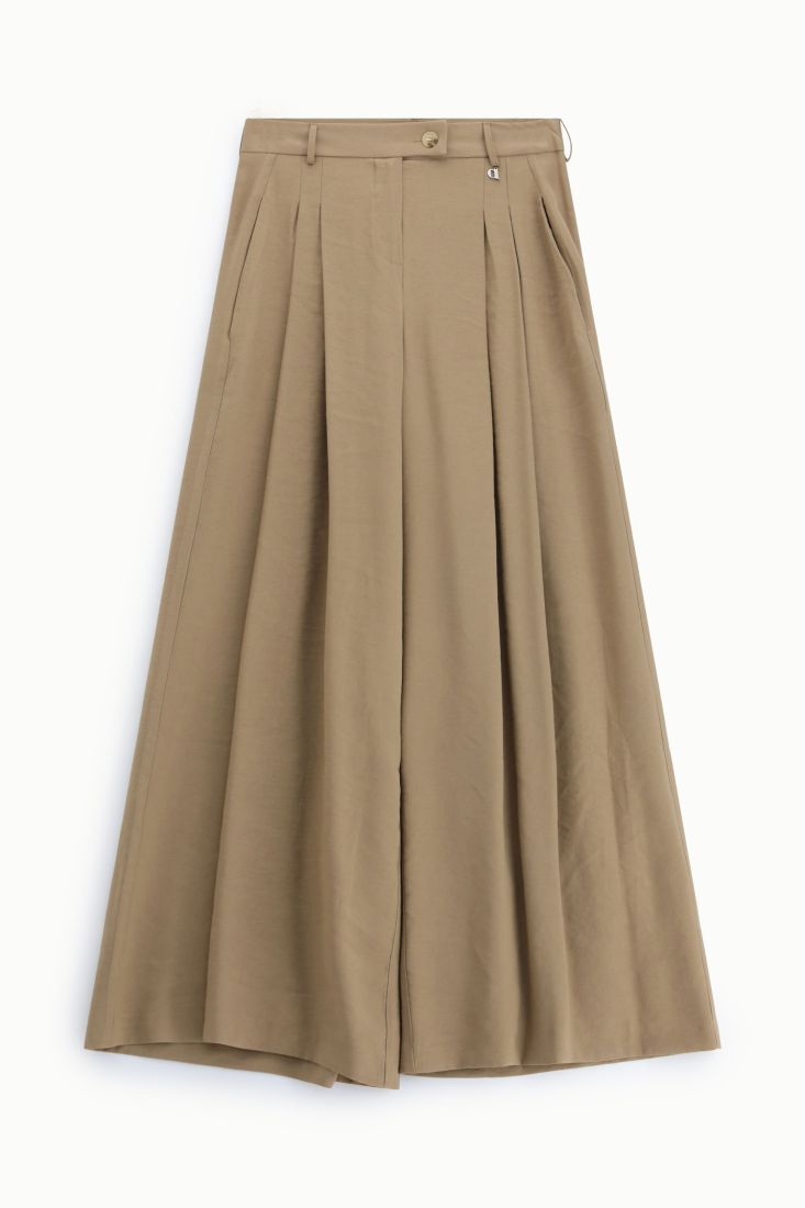 Pantaloni palazzo vita alta con pince frontali