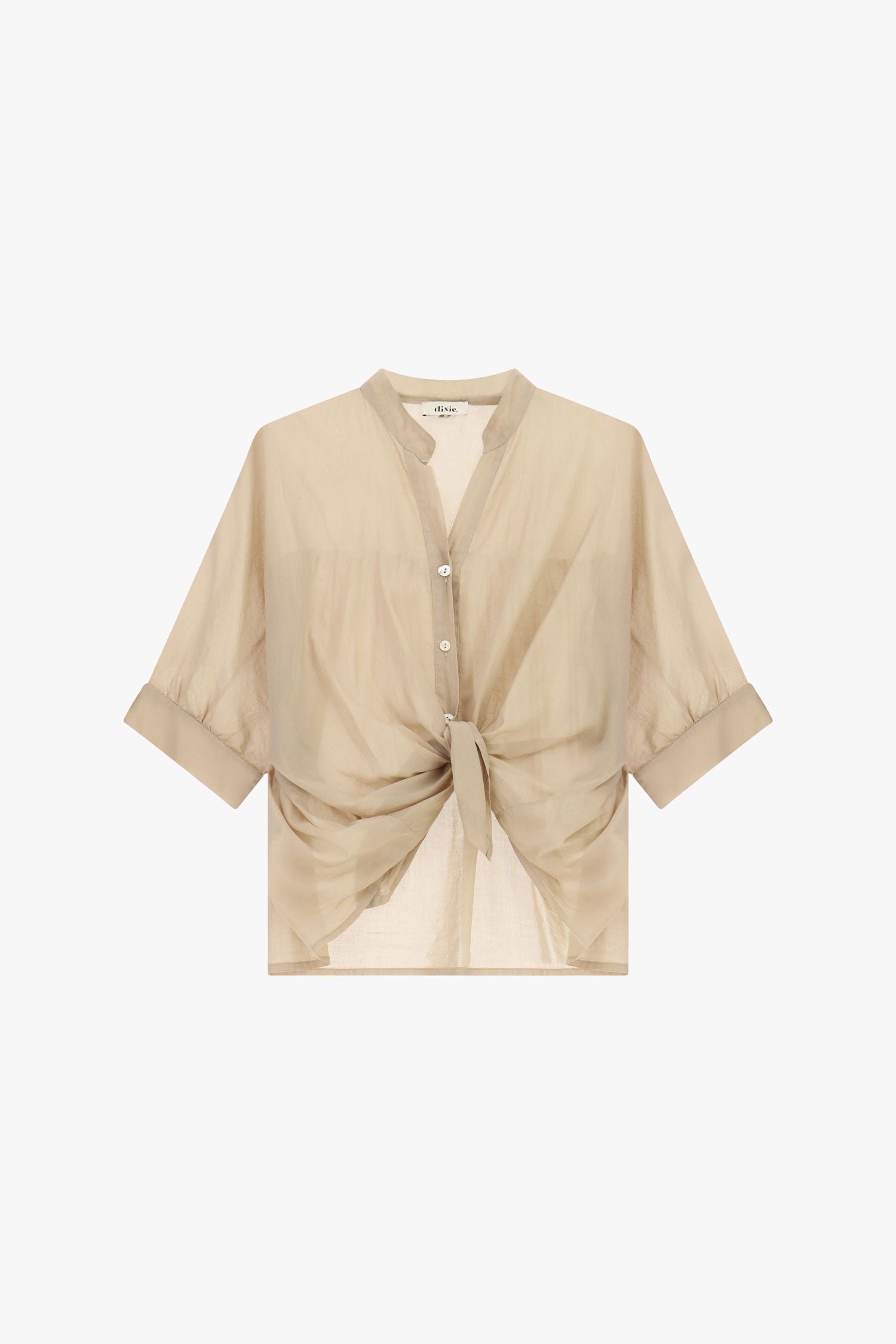 Camicia corta con nodo frontale e maniche ampie
