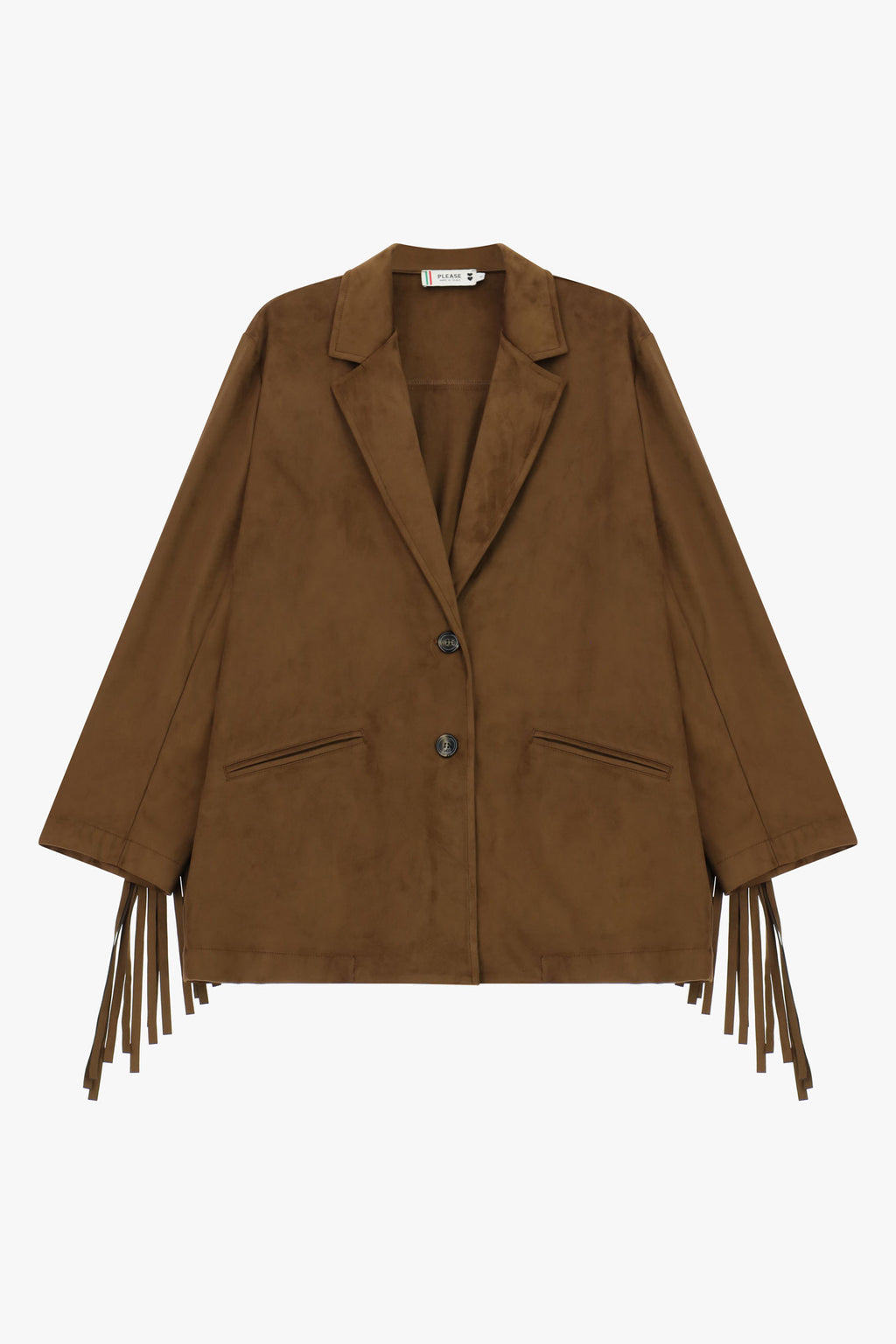 Giacca con frange oversize e tasche frontali