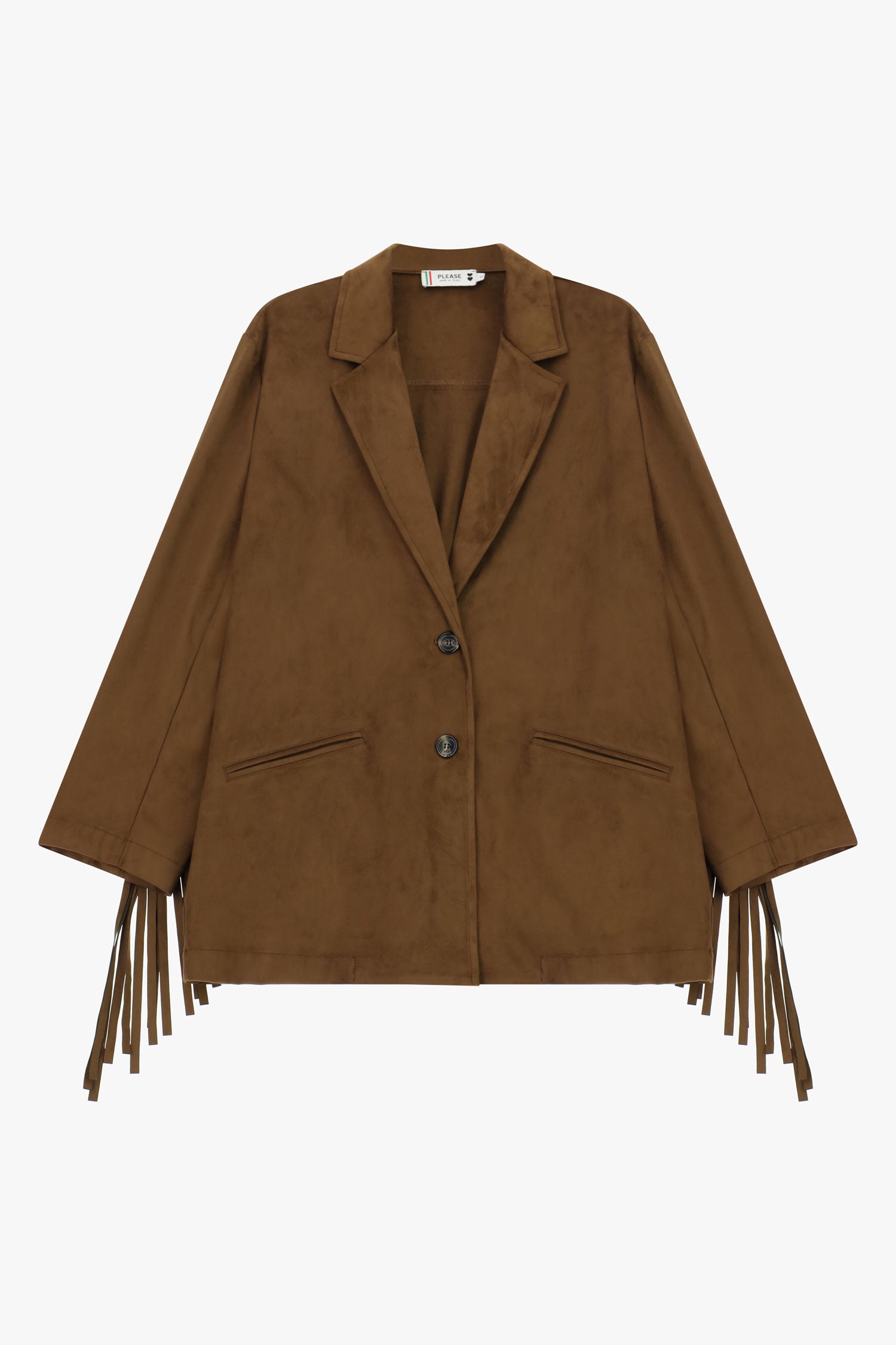 Giacca con frange oversize e tasche frontali