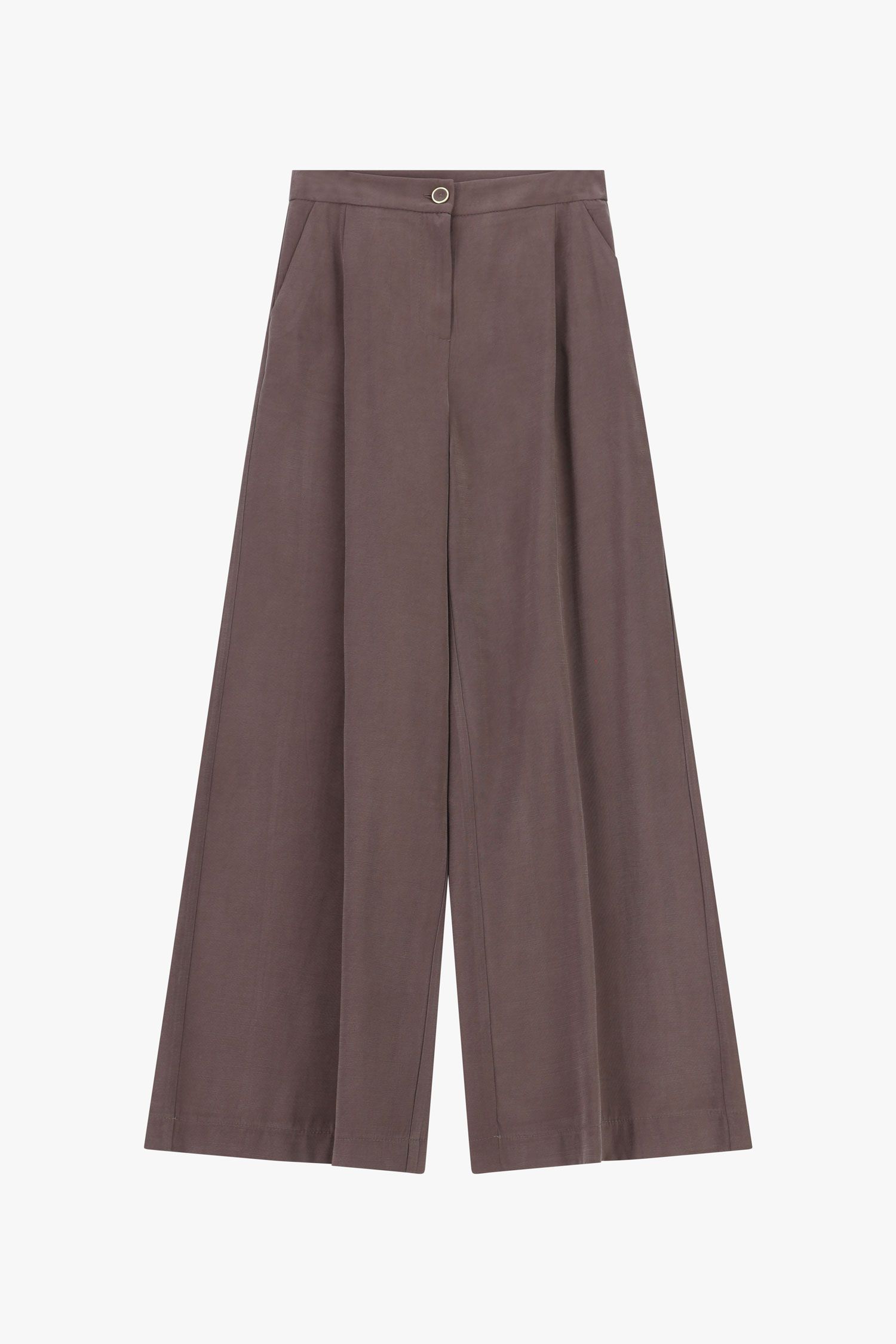 Pantaloni palazzo a vita alta con pinces