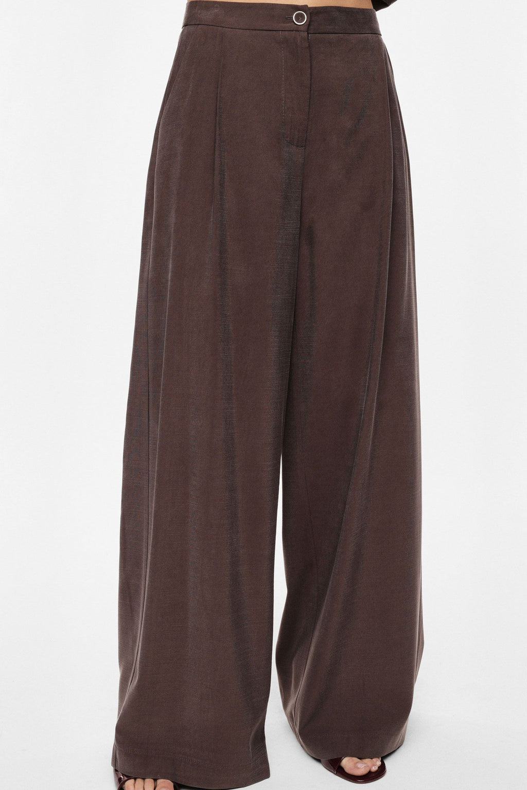 Pantaloni palazzo a vita alta con pinces