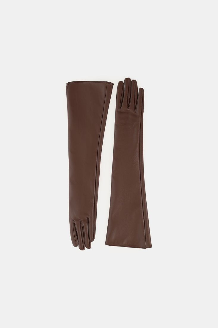 Guanti lunghi con finitura liscia