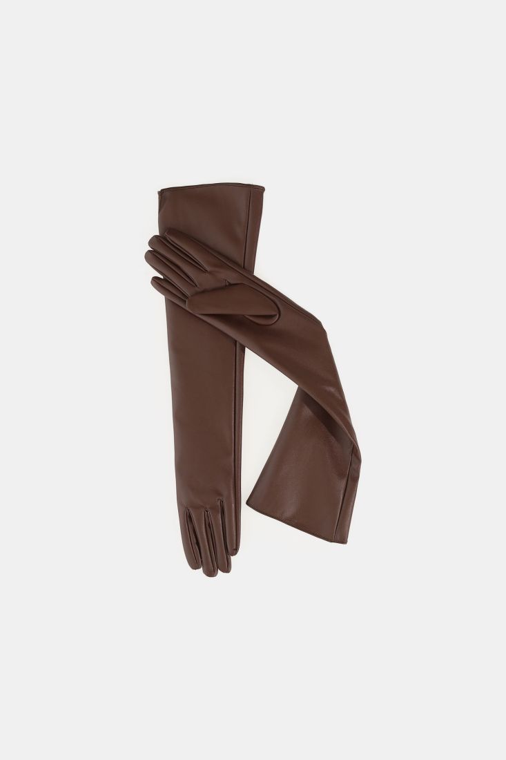 Guanti lunghi con finitura liscia