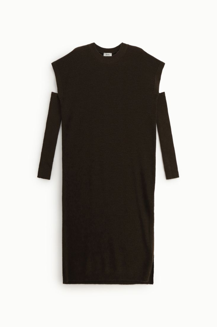 Abito midi a coste con spacco laterale