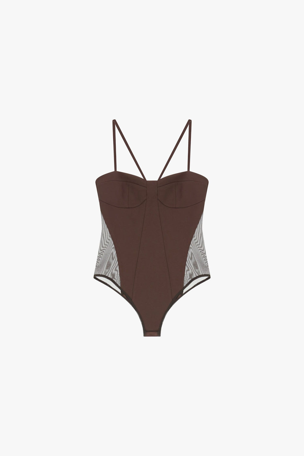 Body con spalline sottili e pannelli laterali in rete