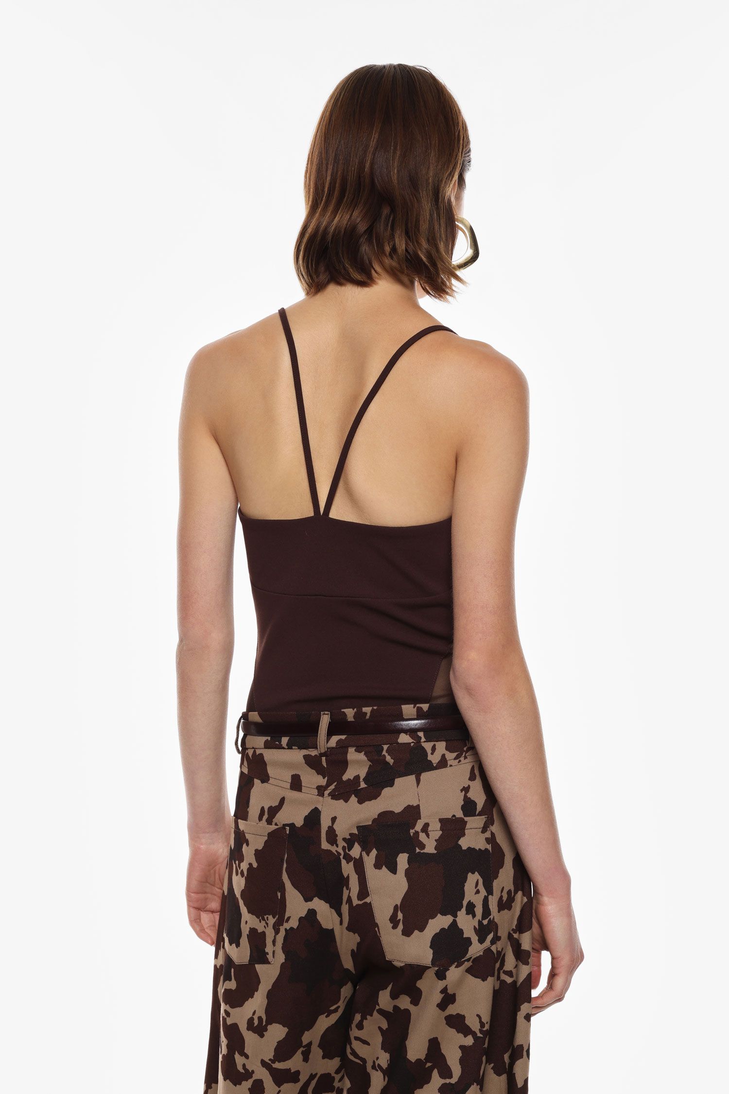 Body con spalline sottili e pannelli laterali in rete