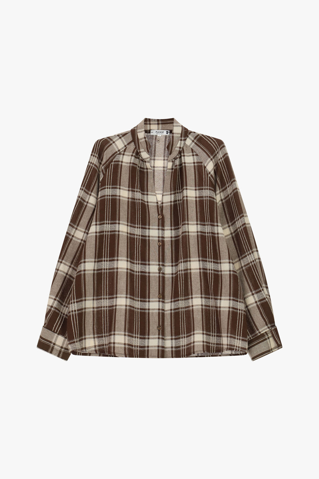 Camicia a quadri con maniche lunghe e collo classico