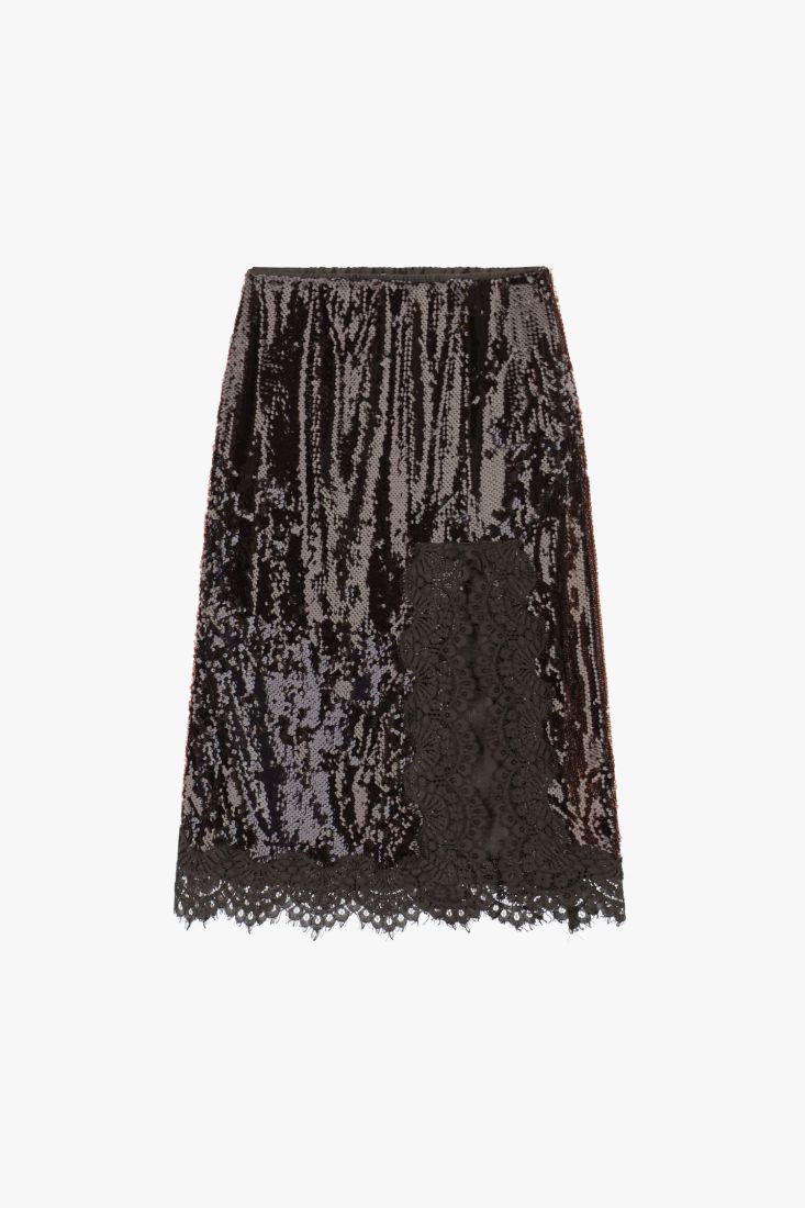 Longuette con paillettes e dettaglio pizzo