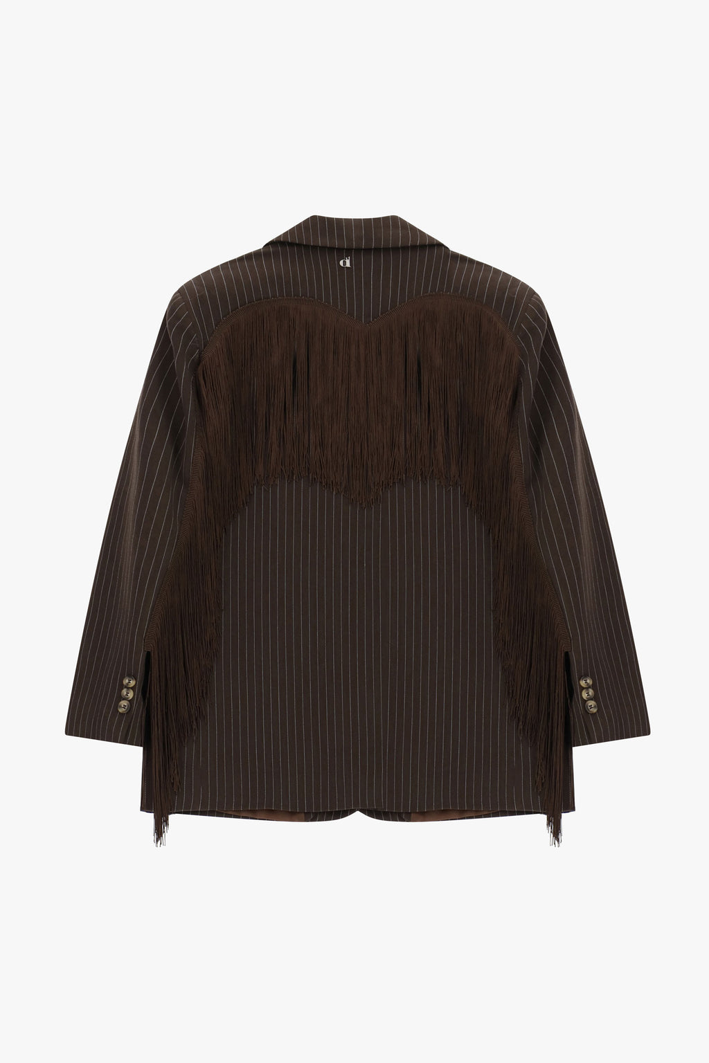 Blazer gessato con frange decorative