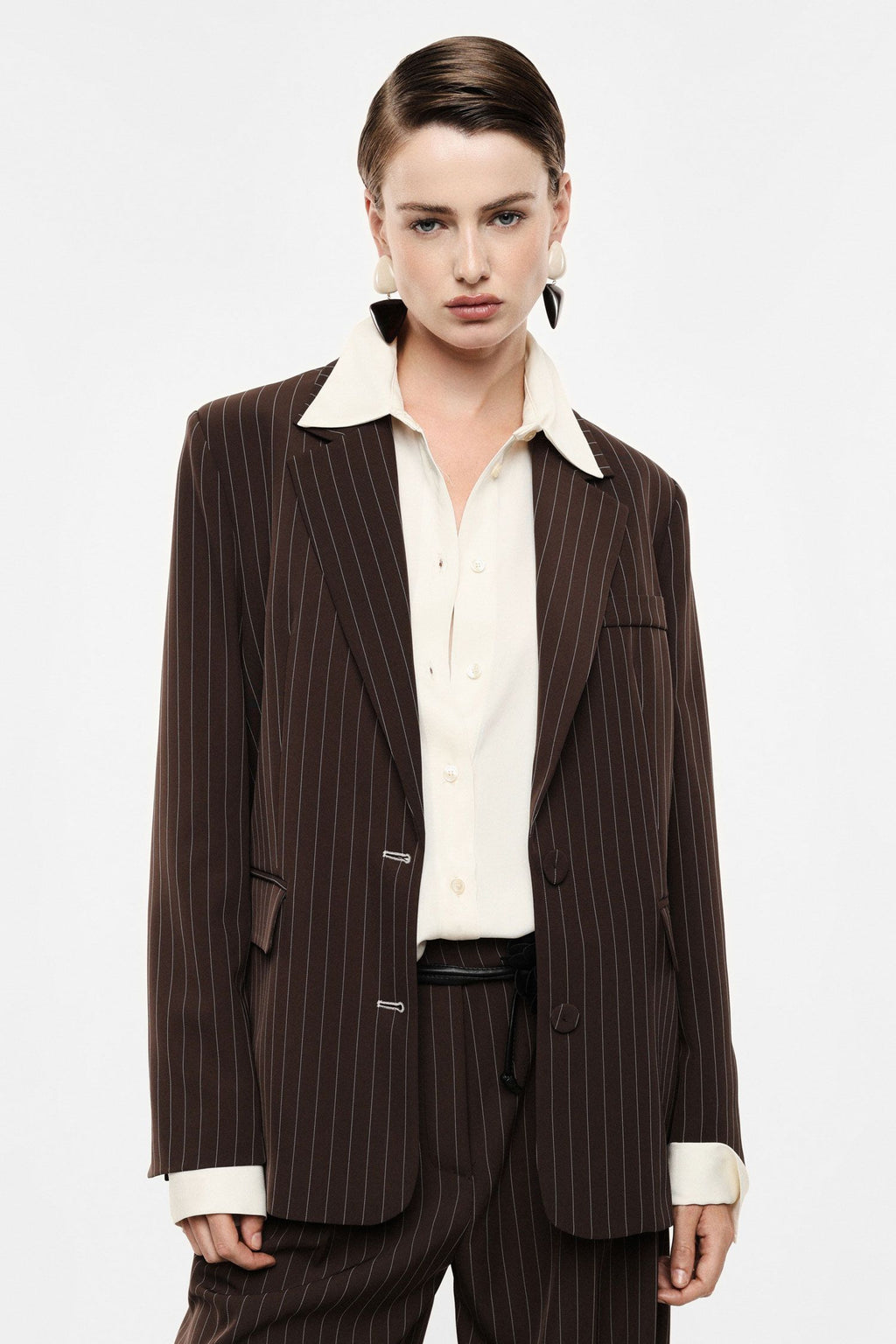 Blazer gessato regular-fit con tasche a filetto