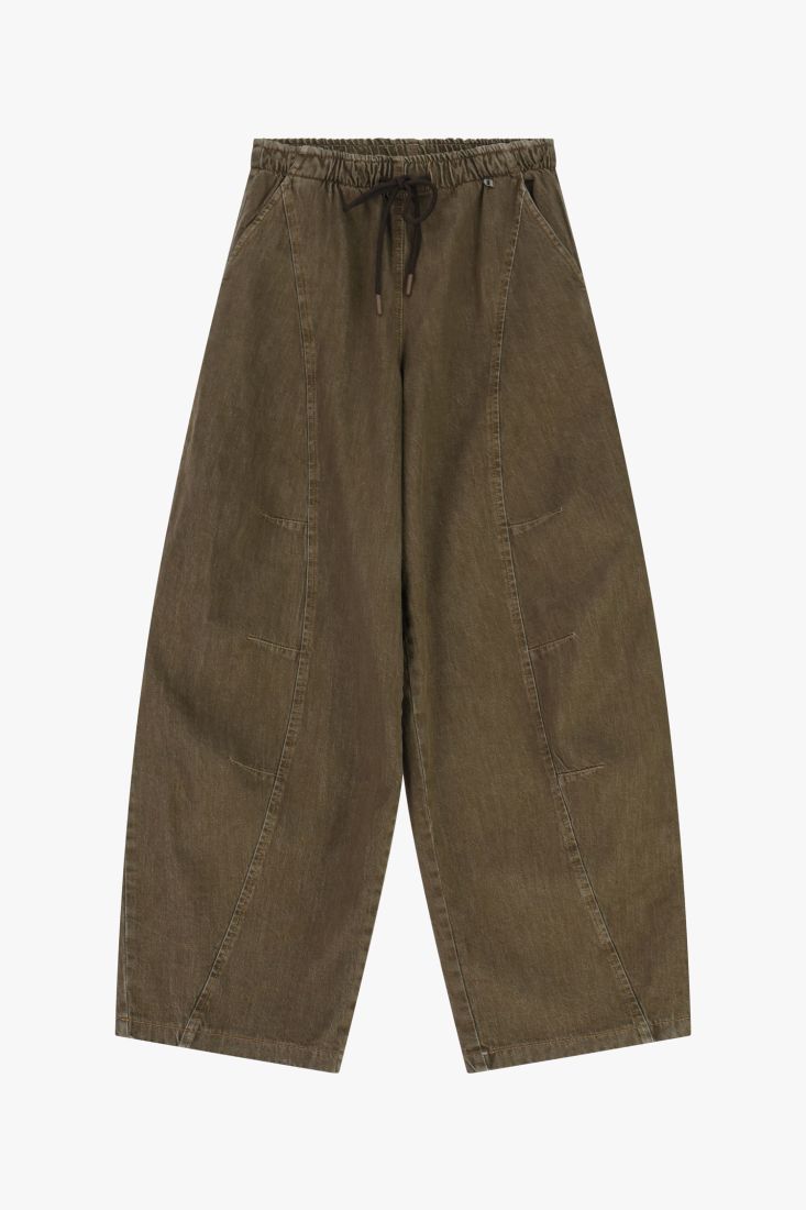 Pantaloni palazzo ampi con vita alta e coulisse