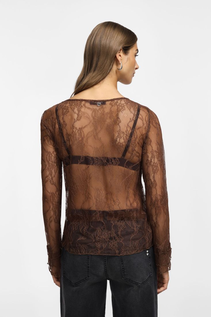 Top in pizzo con maniche lunghe