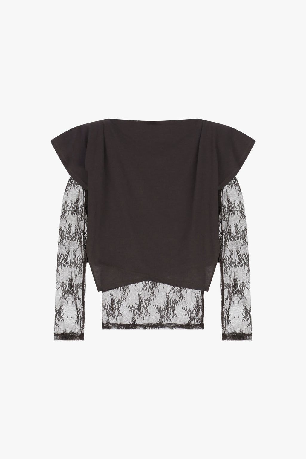 T-shirt a maniche lunghe con inserti in pizzo floreale