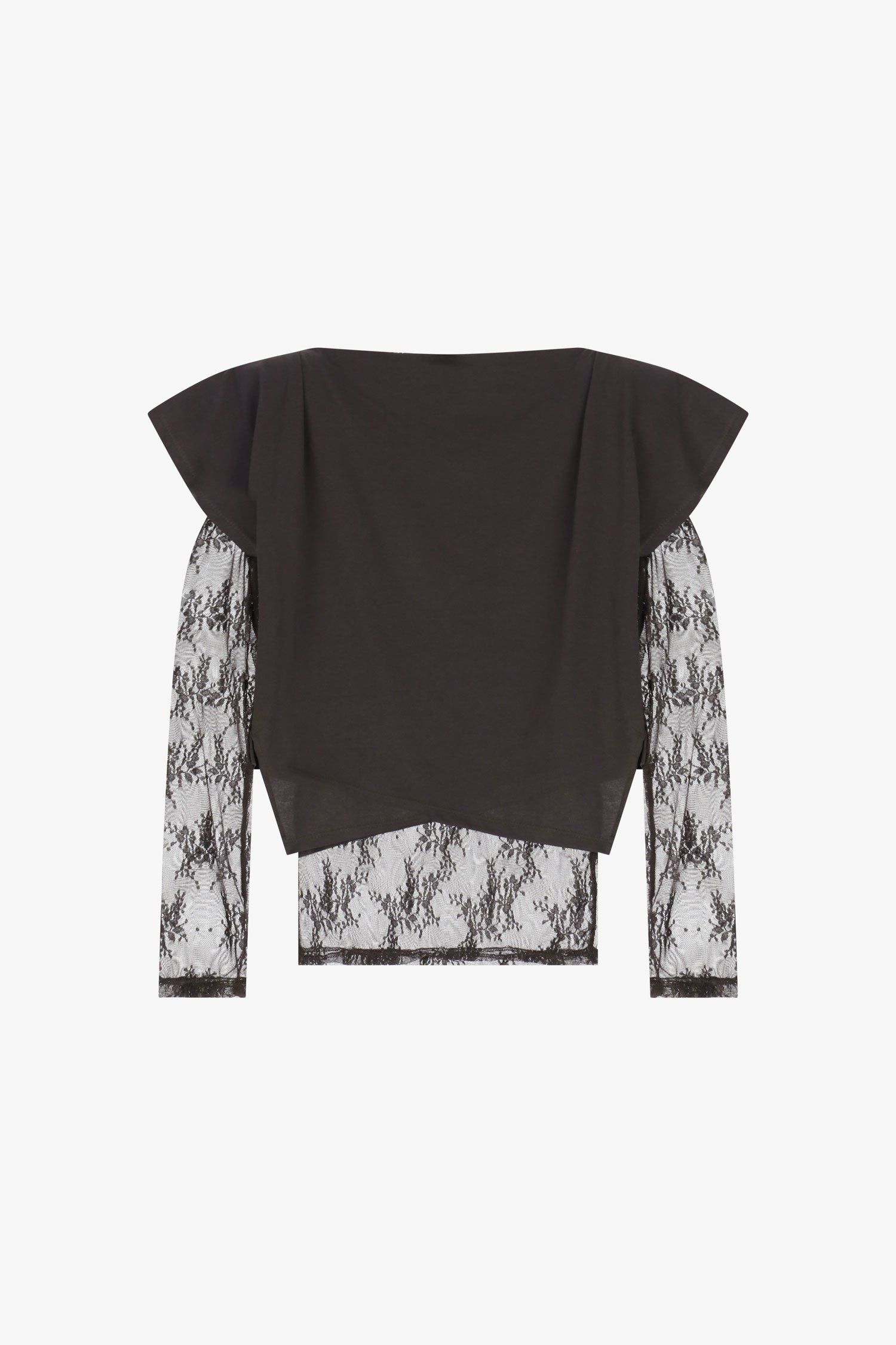 T-shirt a maniche lunghe con inserti in pizzo floreale