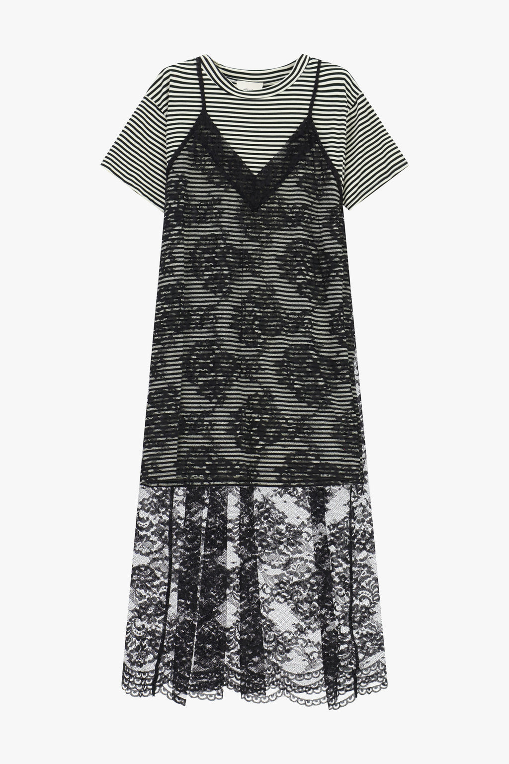 Vestito a righe con pizzo